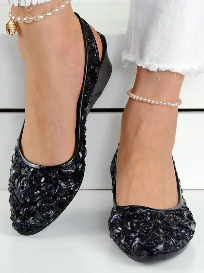 🔥Last Day 50% OFF -Floral Wedge Heel Slingback Shallow Shoes