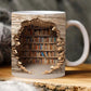 3D Bookshelves Hole In A Wall Mug(12oz)