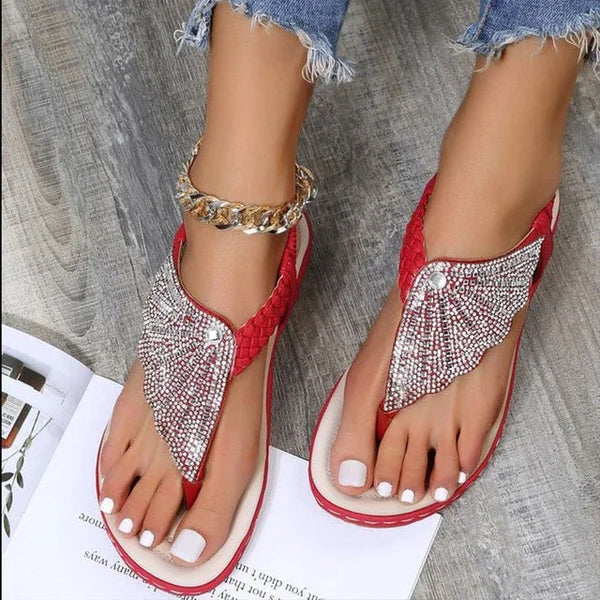 🔥2023 Casual orthopedic sandals for women, Rome crystal clip toe slippers
