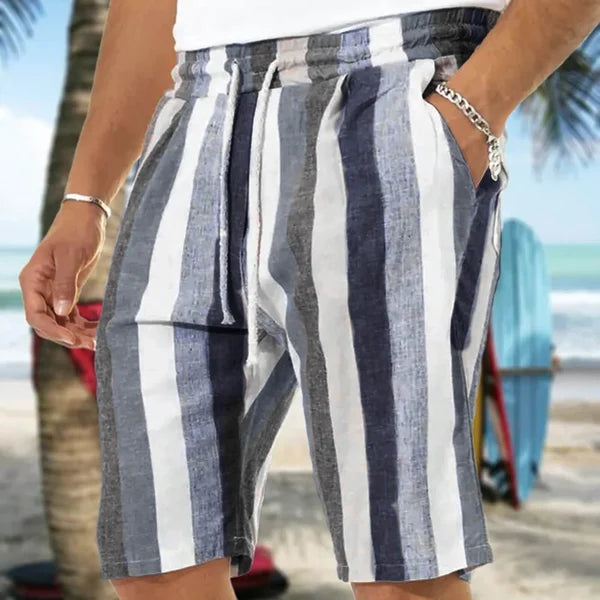 Men's Casual Lightweight Drawstring Elastic Waist Beach Shorts With Pockets