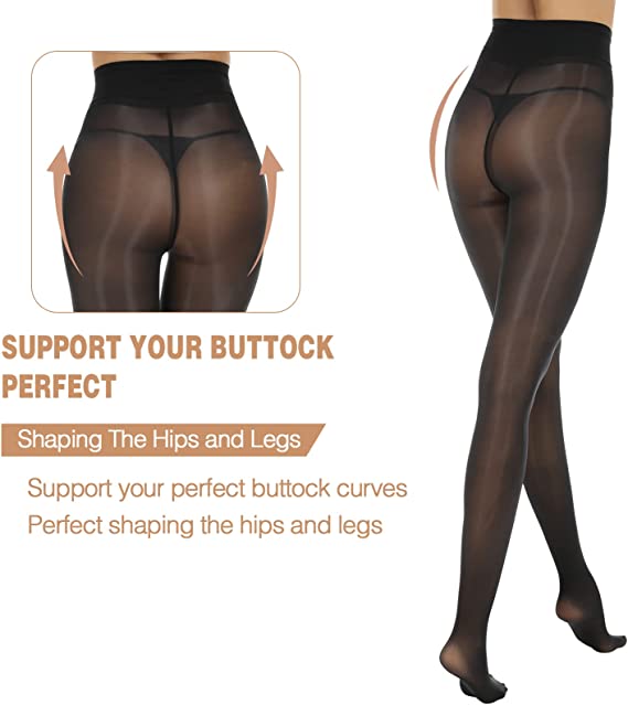 Women's Shiny Sheer Tights High Waist Silk Comfort Stockings Oil Shimmery Nylons Pantyhose