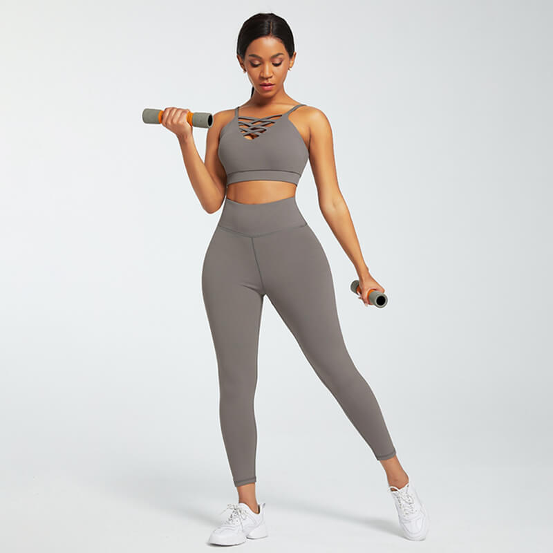 Workout Fitness Long Sleeve Shrug Trousers Crop Tops Suit(3PCS)